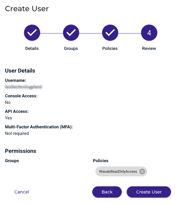 หลังจากสร้าง User สำเร็จ ระบบจะแสดง Access Key และ Secret Key ที่มีสิทธิ์เป็น Read Only พร้อมใช้งานทันที